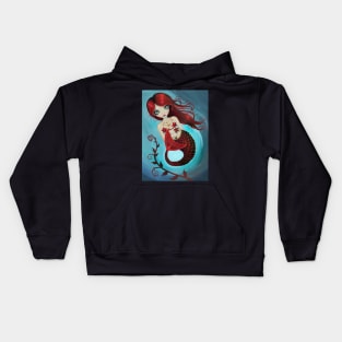 Ruby Big Eye Mermaid by Molly Harrison Kids Hoodie